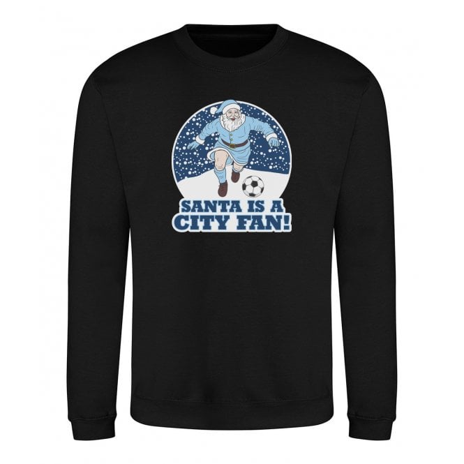 Santa Is A City Fan (Manchester City Influenced) Kids Christmas Jumper