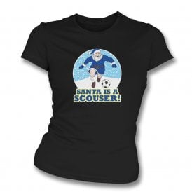 Santa Is A Scouser (Everton Influenced) Christmas Womens Slim Fit T-Shirt