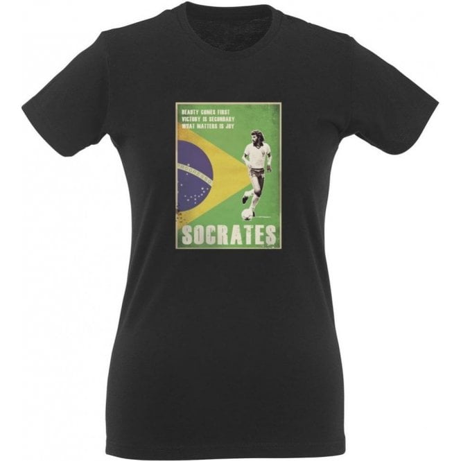 Socrates (Brazil) 80's Vintage Poster Womens Slim Fit T-Shirt