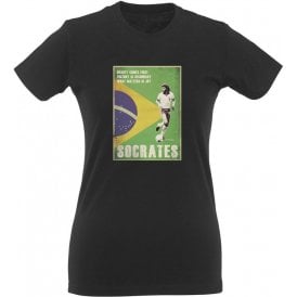 Socrates (Brazil) 80's Vintage Poster Womens Slim Fit T-Shirt