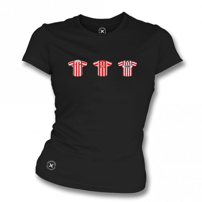 Stoke City Retro Football Kits (True Colours Collab) Organic Womens Slim Fit T-Shirt