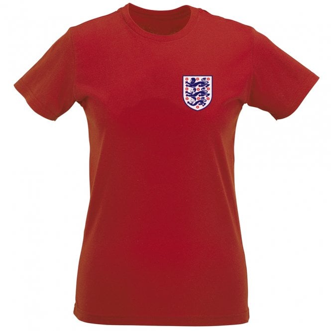 Three Lions (Bellingham, Kane & Rice - England 2026 Influenced) Left Breast Logo Organic Womens Slim Fit T-Shirt