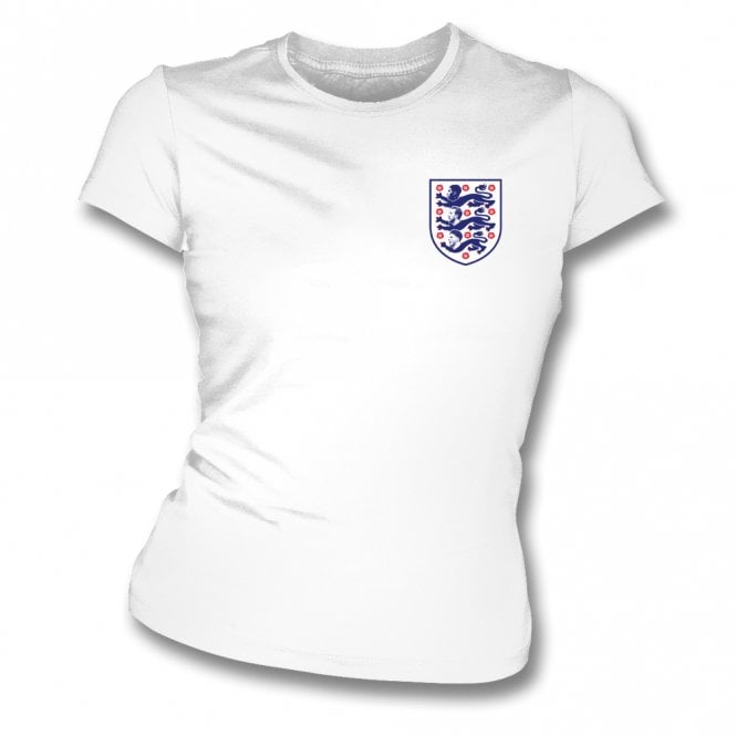 Three Lions (Bellingham, Kane & Rice - England 2026 Influenced) Left Breast Logo Womens Slim Fit T-Shirt