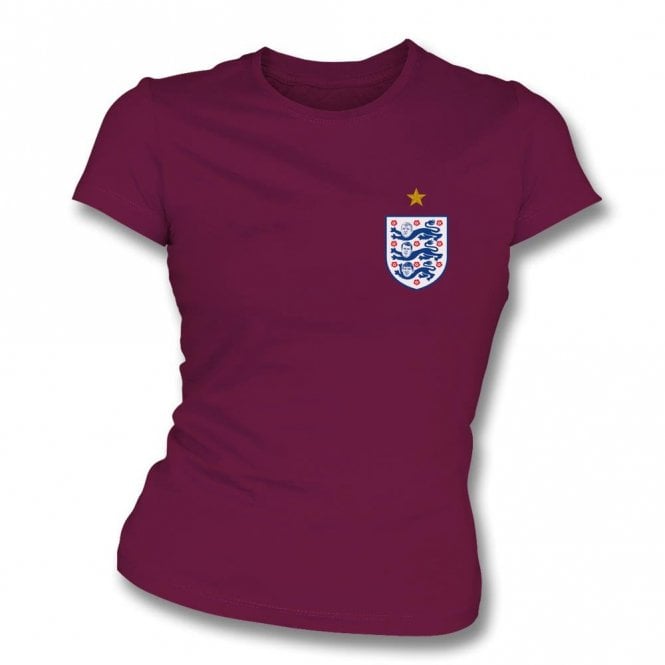 Three Lions (Moore, Hurst & Peters) Left Breast Logo Organic Womens Slim Fit T-Shirt
