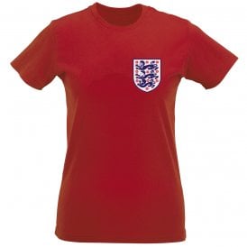Three Lions (Rashford, Sancho & Saka) Left Breast Logo Womens Slim Fit T-Shirt