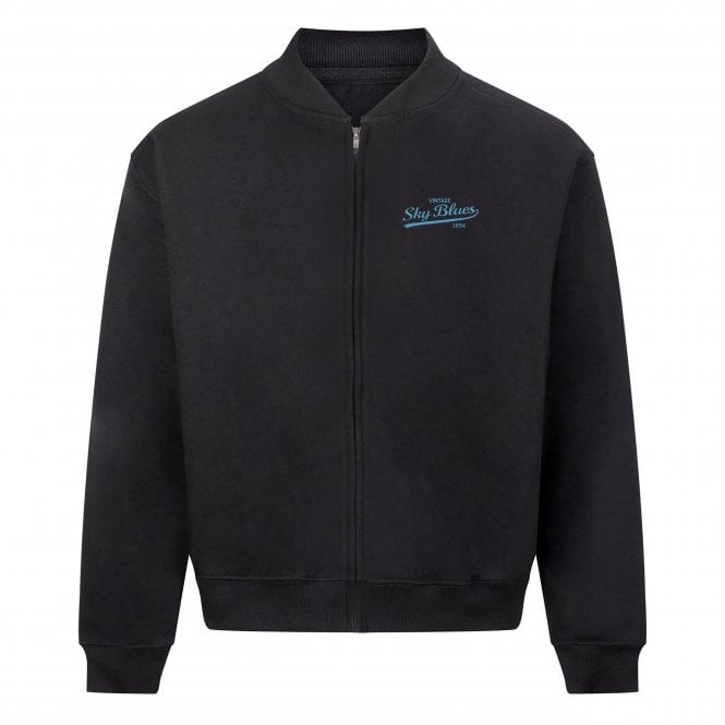 Vintage Sky Blues (Manchester City Influenced) Heavyweight Embroidered Bomber Sweatshirt