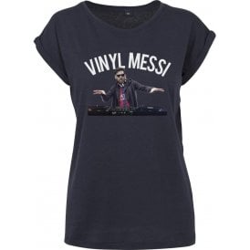 Vinyl Messi (Barcelona) Womens Extended Shoulder T-Shirt