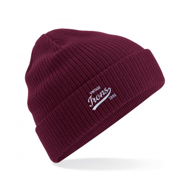 West Ham Influenced Vintage Logo Embroidered Terrace Organic Cotton Beanie