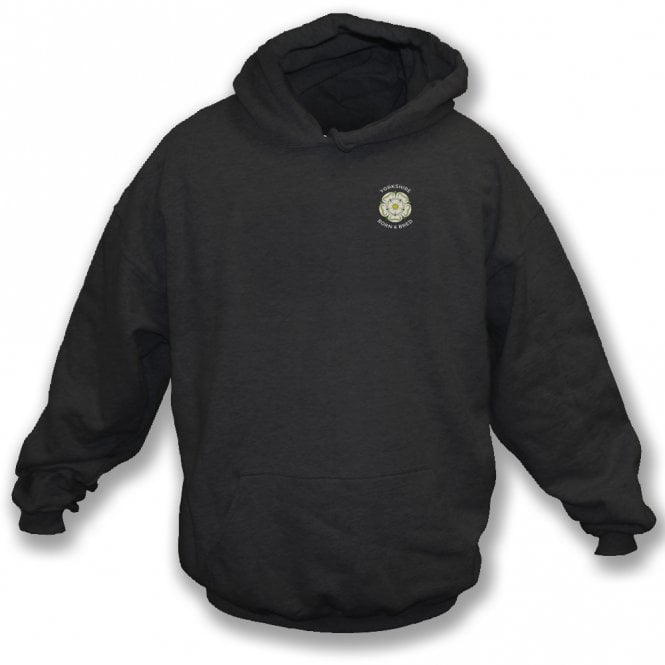 Yorkshire Born & Bred Black Embroidered Left Breast Logo Hooded Sweatshirt