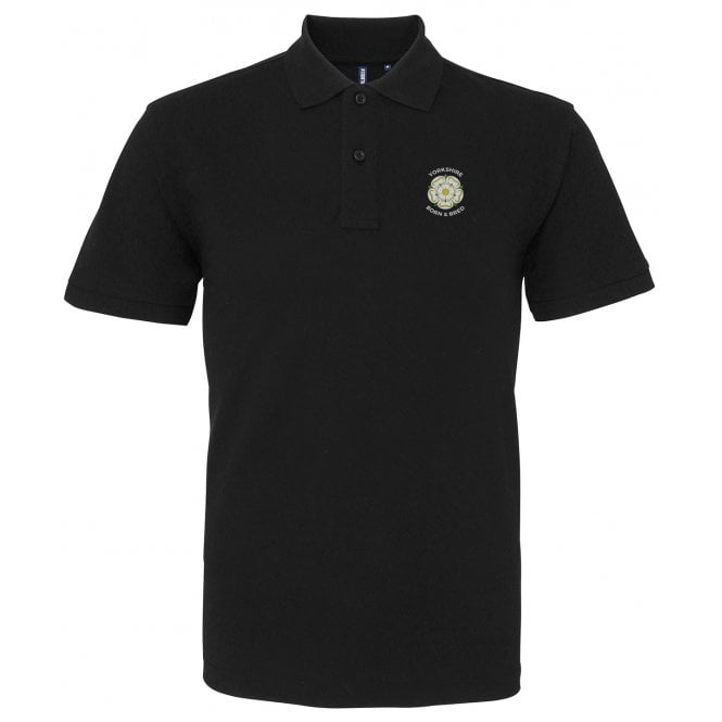 Yorkshire Born & Bred Black Embroidered Left Breast Logo Polo Shirt