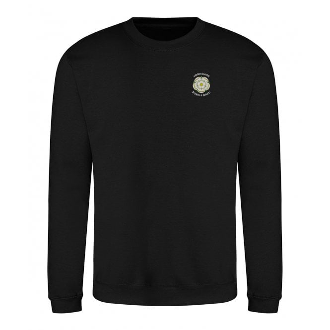 Yorkshire Born & Bred Black Embroidered Left Breast Logo Sweatshirt