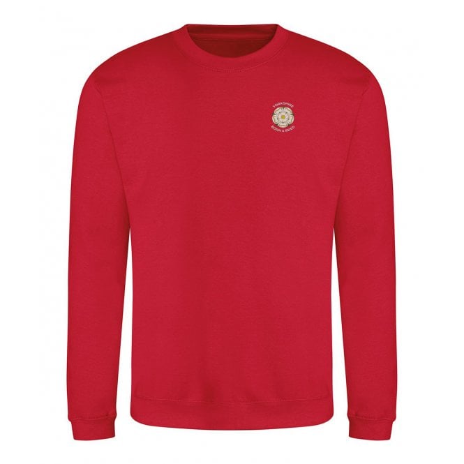 Yorkshire Born & Bred Red Embroidered Left Breast Logo Sweatshirt
