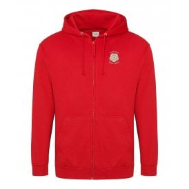Yorkshire Born & Bred Red Embroidered Left Breast Logo Zip Hooded Sweatshirt