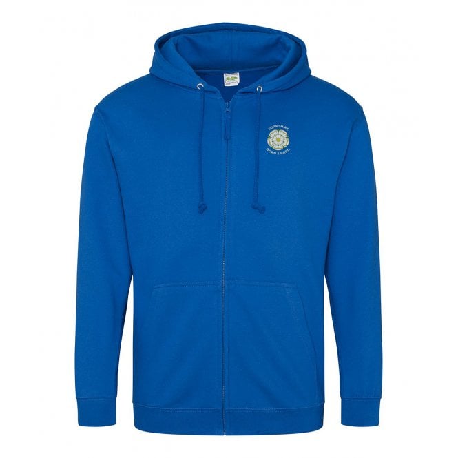 Yorkshire Born & Bred Royal Blue Embroidered Left Breast Logo Zip Hooded Sweatshirt